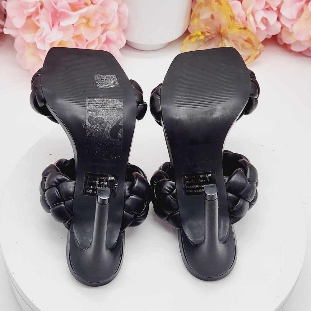 Steve Madden Kenley Citron Braided High Heel Sandals Slide-on Black Size 6.5 - Picture 16 of 16